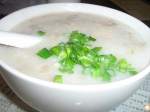 Minced beef congee