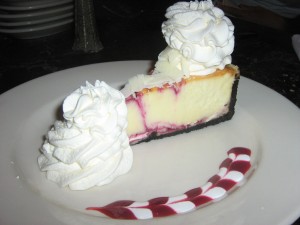 Grand Lux's white chocolate & raspberry cheesecake