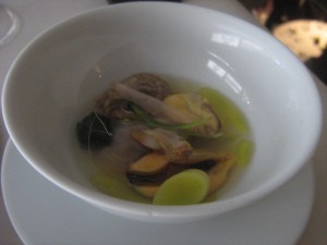 shellfish in yuzu broth
