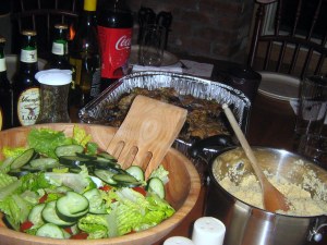 Chicken Malabar? couscous, salad, yuenling, coke and wine