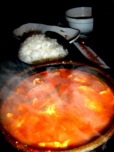 A boiling cauldron of sundubu